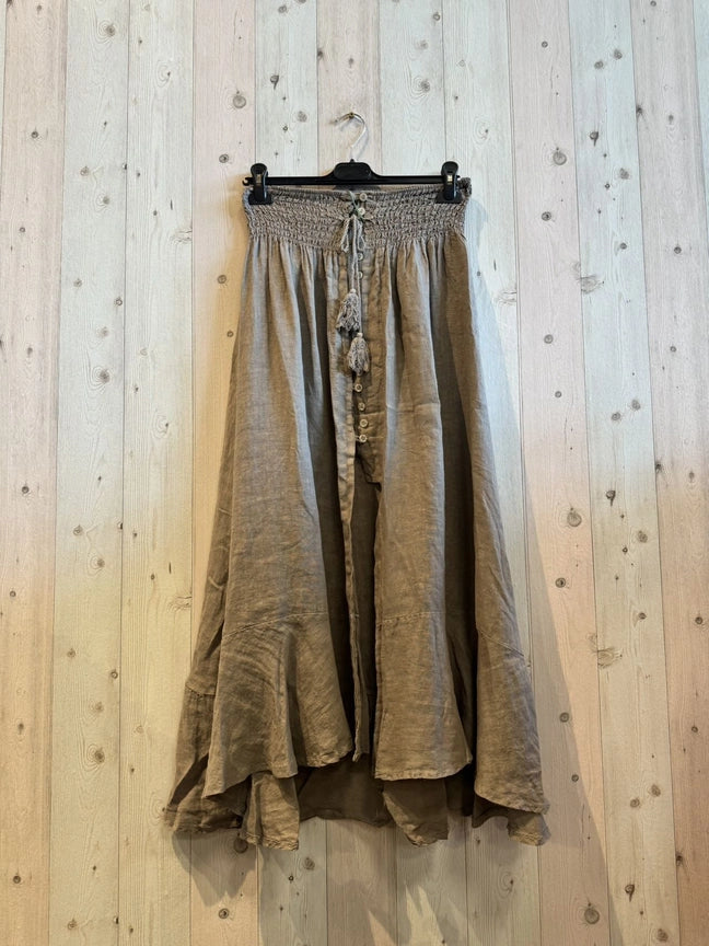 Made In Italy Linen Button Maxi Skirt-Fiber Art Boutique