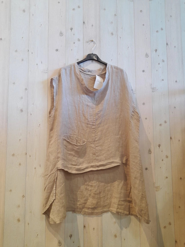 Made In Italy Hi Low Linen Sleeveless Tunic-Fiber Art Boutique
