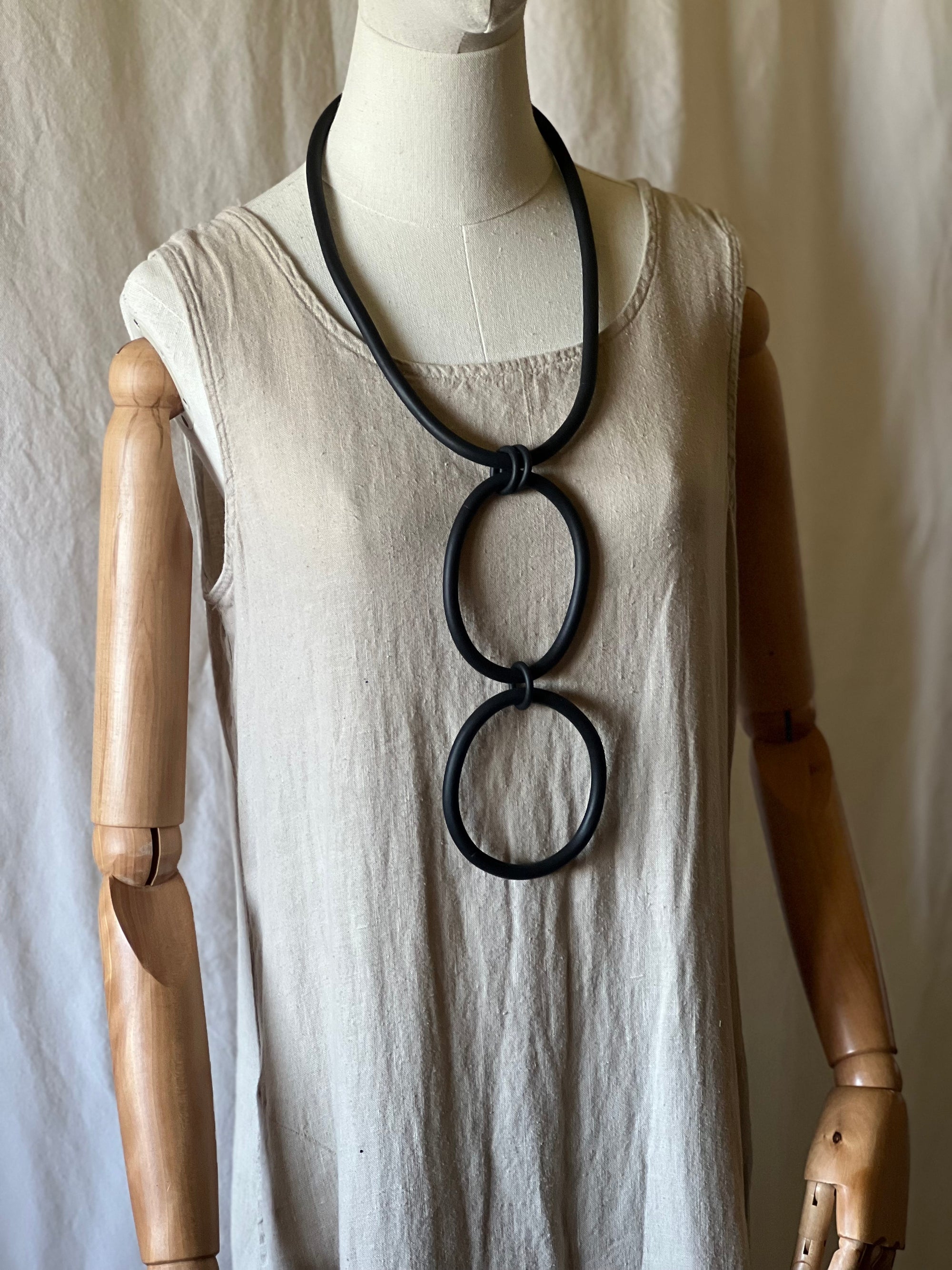 Bold Black Rubber Necklace-Fiber Art Boutique