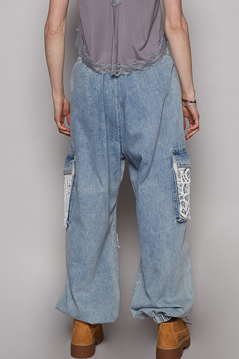 Vintage Wash Distressed Jogger Pants-Fiber Art Boutique