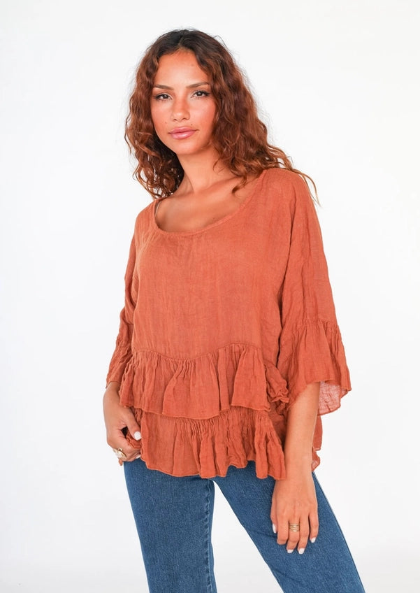 Made in Italy Crop Linen Top-Fiber Art Boutique